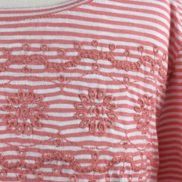 Talbots Peach/White Striped Cotton Top, Size Large - Picture 2 of 4